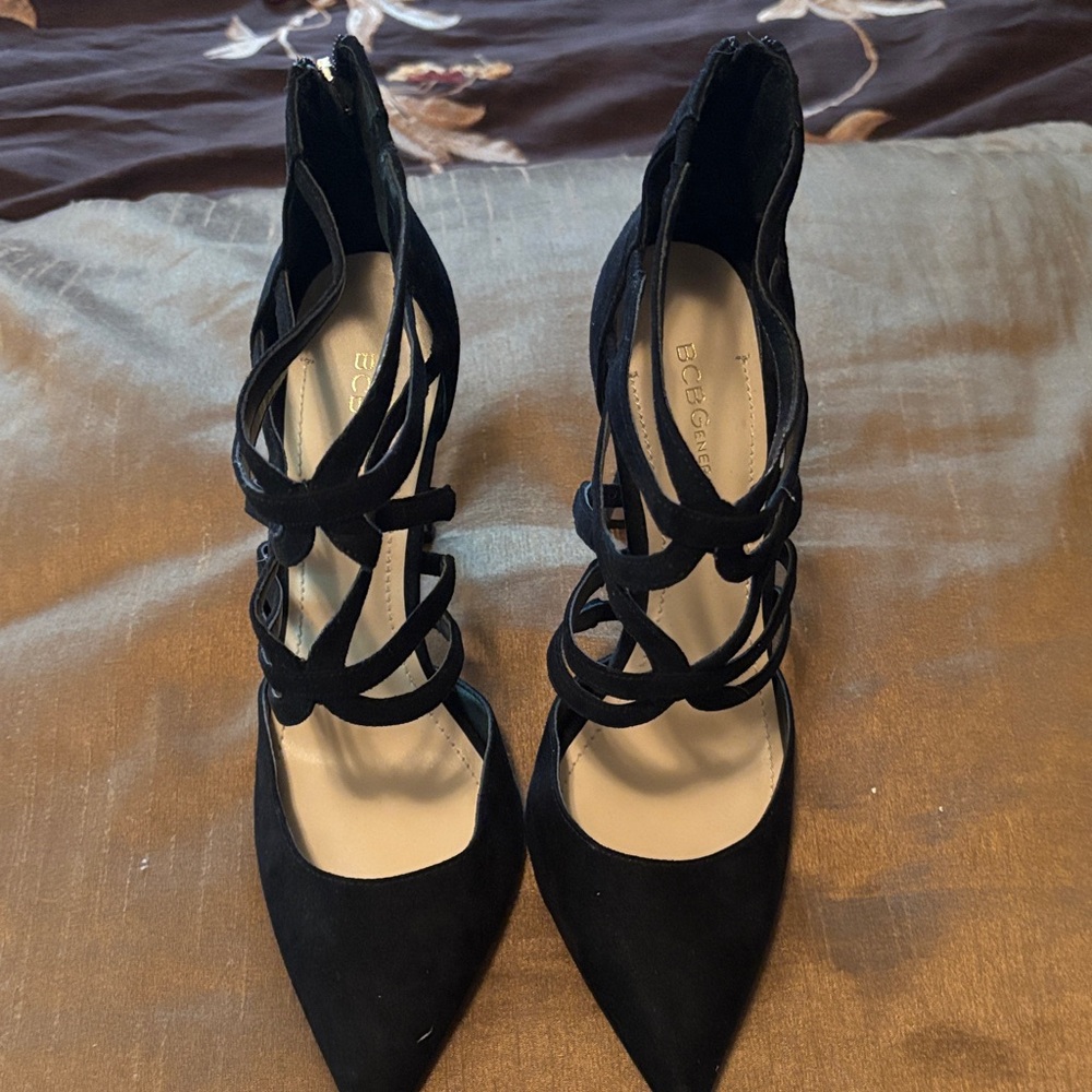 BCBGeneration Elegant Black Strappy Heels